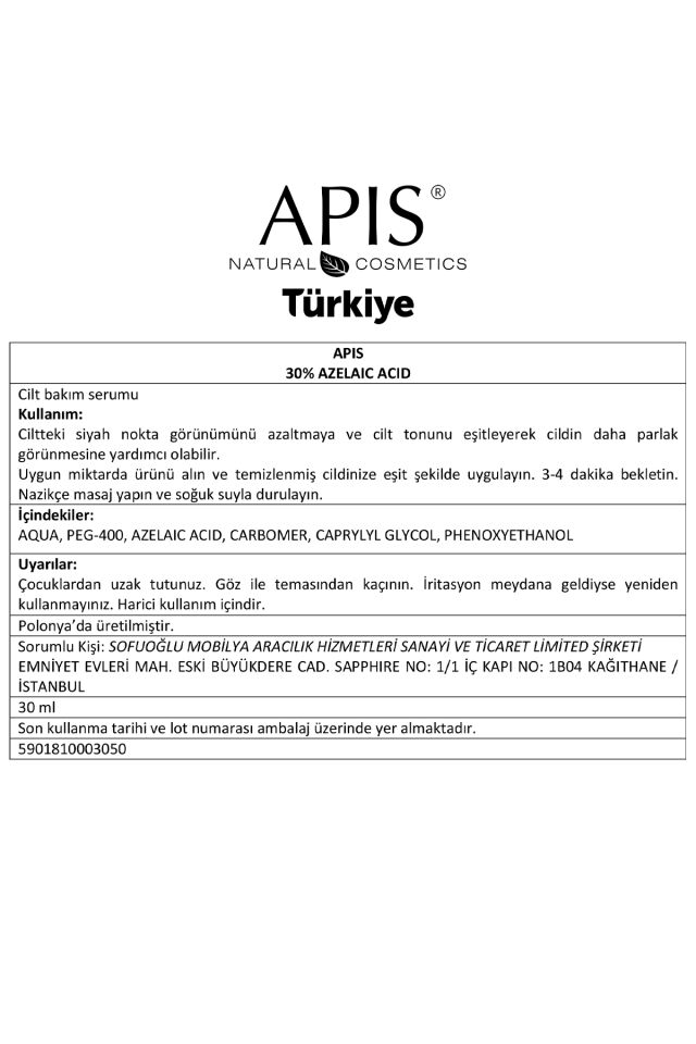 %30 Azelaik Asit Yatıştırıcı Ve Leke Karşıtı Serum - 30Ml