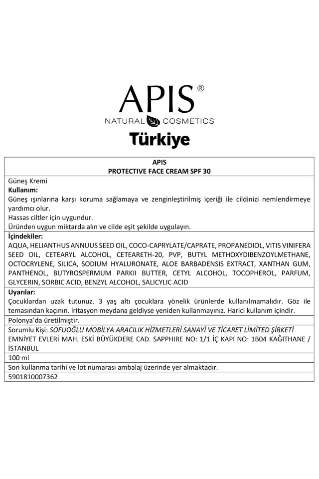 Güneş Kremi Spf 30 - 100Ml