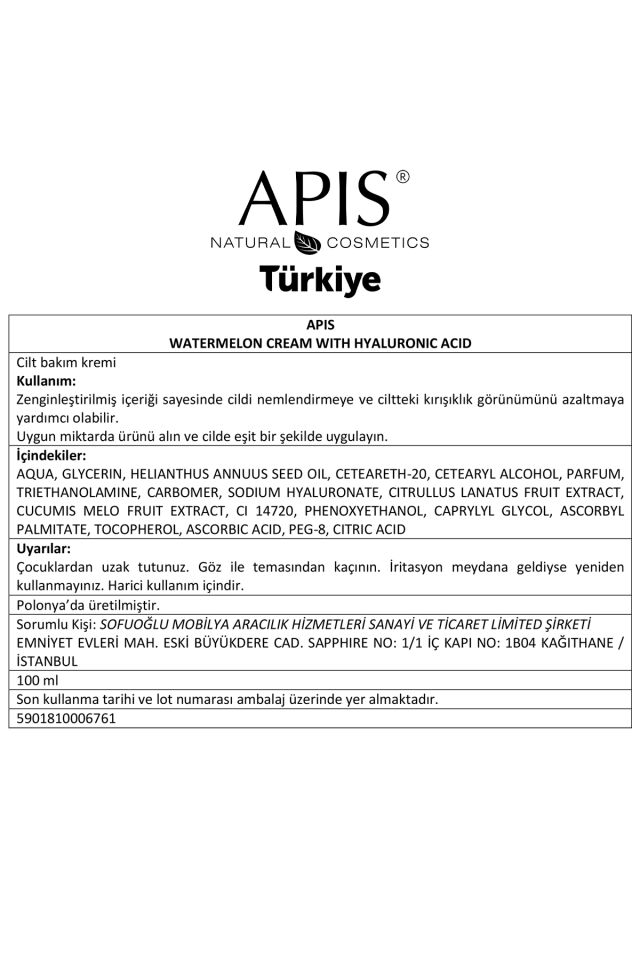 Nemlendirici Krem Karpuz Ve Hyaluronik Asit Spf 15 - 100Ml